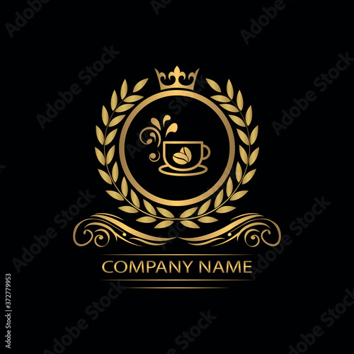 coffee logo template caffeine luxury royal vector company decorative emblem with crown	
