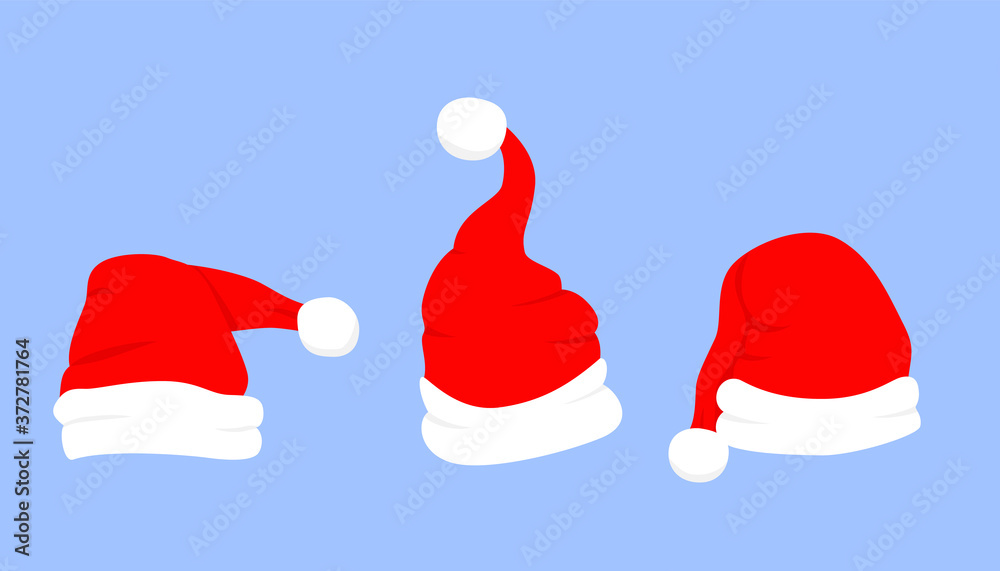 Red santa hat with white fur. Xmas clothing Red santa hat with white fur. Xmas clothing
