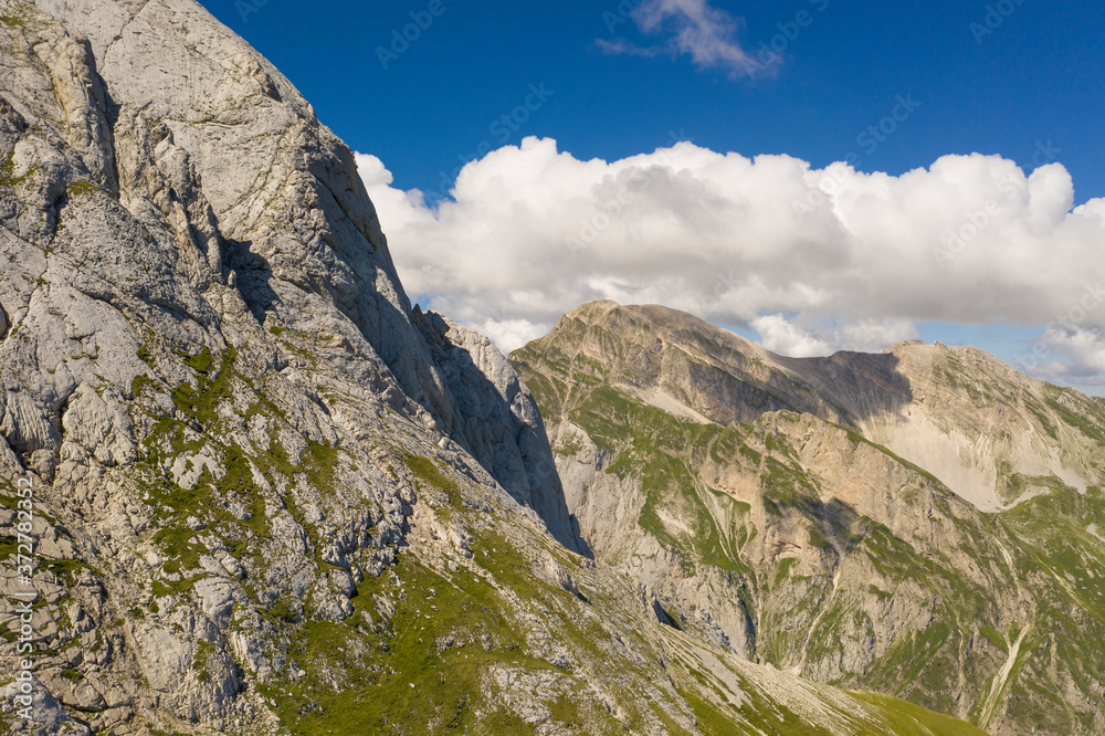 aerial view of the rocky spur of the corno piccolo in the mountain area of the gran sasso italy abruzzo aerial view of the rocky spur of the corno piccolo in the mountain area of the gran sasso italy abruzzo