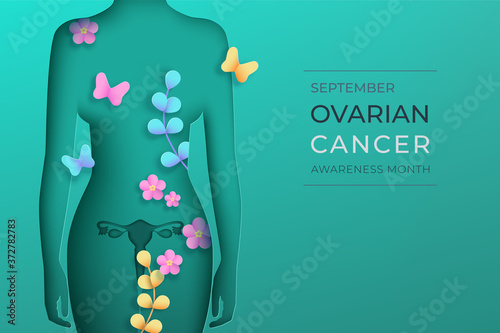 Ovarian Cancer awareness month vector horizontal banner