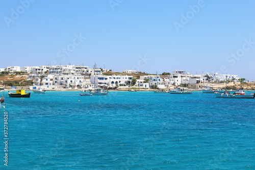 view of Ano Koufonisi island Cyclades Greece - traditional white houses and Aegean sea