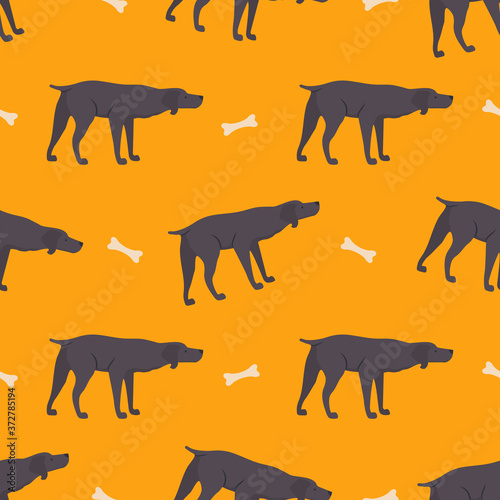 Seamless pattern with funny icon of weimaraner dog for different design.
