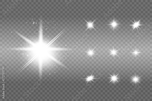 White sparks glitter special light effect. Vector sparkles on transparent background. Christmas abstract pattern. Sparkling magic dust particles