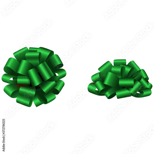Green isolated bow. Side and top view