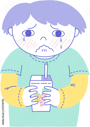 Boy holding up crying (Boy a bit crying)