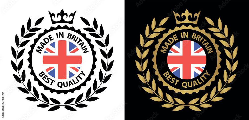 made in Great Britain vector stamp. bagge with Great Britain flag