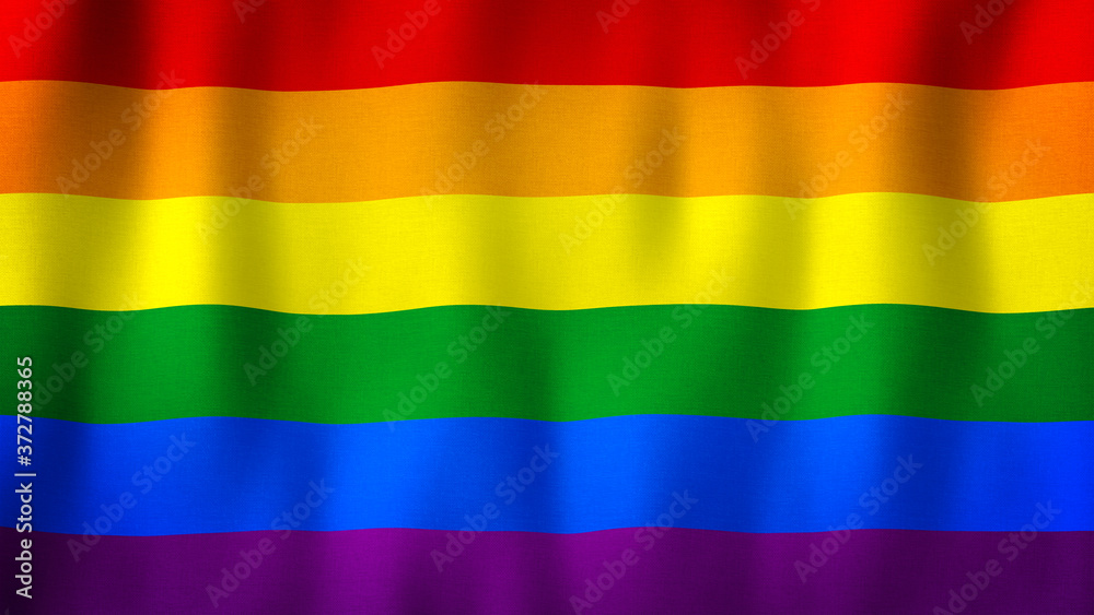 LGBT Pride Rainbow flag waving in the wind. Lesbian Gay Bisexual Transgender. Closeup of realistic LGBT flag with highly detailed fabric texture. Rainbow love concept. Human rights and tolerance LGBT Pride Rainbow flag waving in the wind. Lesbian Gay Bisexual Transgender. Closeup of realistic LGBT flag with highly detailed fabric texture. Rainbow love concept. Human rights and tolerance