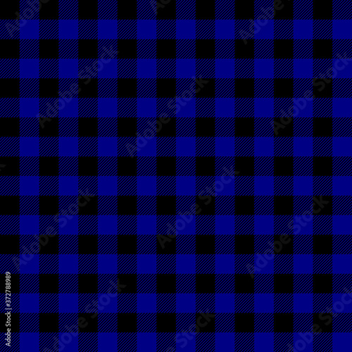 Tartan plaid. Scottish pattern in black and navy cage. Scottish cage. Traditional Scottish checkered background. Seamless fabric texture. Vector illustration