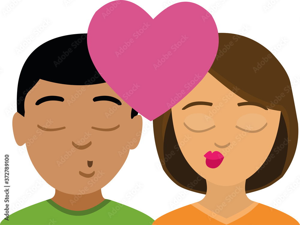 Vector illustration of an emoticon concept of man and woman in love Vector illustration of an emoticon concept of man and woman in love