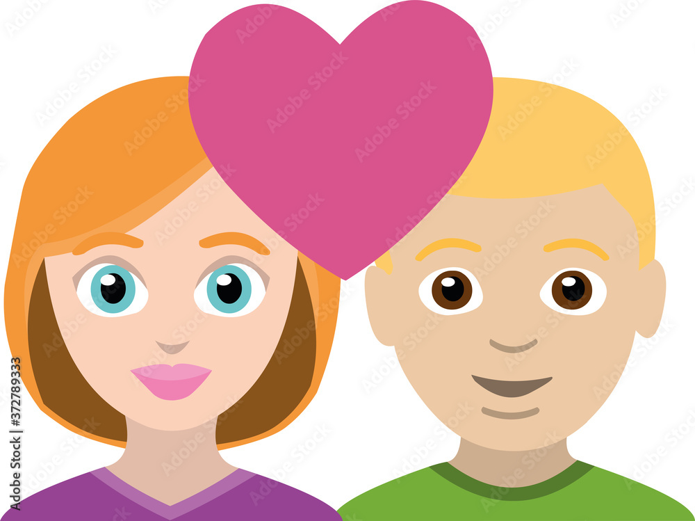 Vector illustration of an emoticon concept of man and woman in love Vector illustration of an emoticon concept of man and woman in love