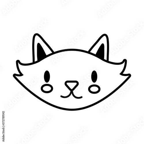 halloween cat black head line style icon