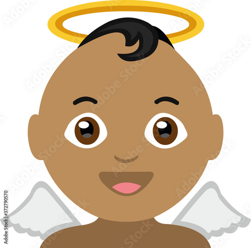 Vector emoticon illustration of a baby angel