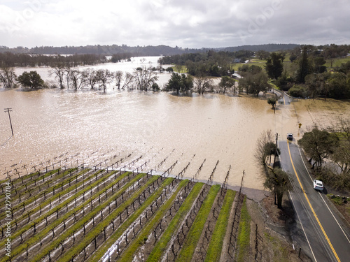 Russian River Flooding. Westside Road, Healdsburg, CA