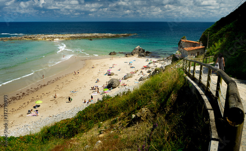 Turquoise-hued beach in Asturias.