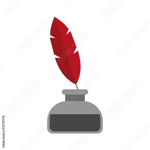 ink bottle with feather flat style icon