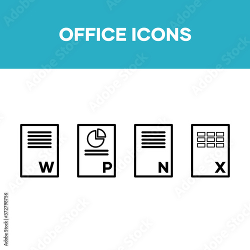 Office icon set, document office icon, button, symbol, sign