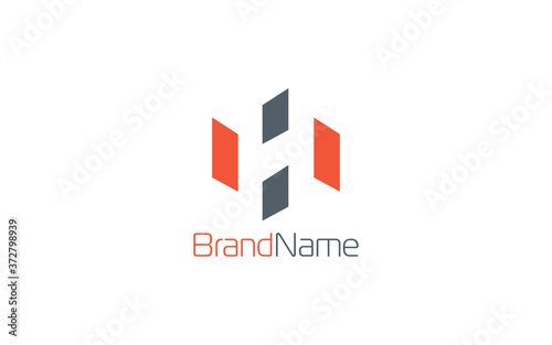 Letter H logo formed from square shape in isometric shape