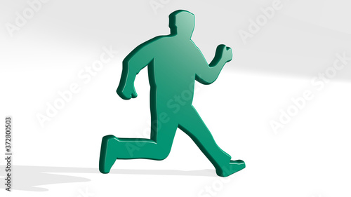 athletic man 3D icon casting shadow  3D illustration for athlete and active