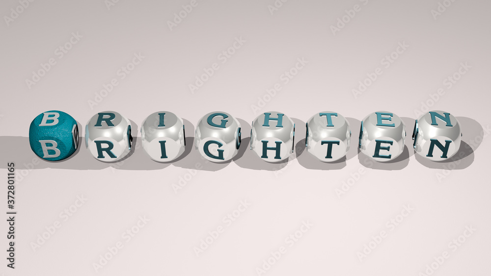 friends get well: BRIGHTEN text of cubic individual letters, 3D illustration for background and colorful