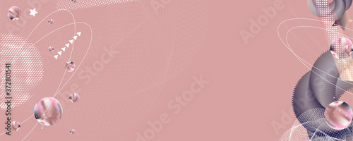Abstract delicate brown beige futurist background with volumetric elements banner template trendy minimalism style pastel shades