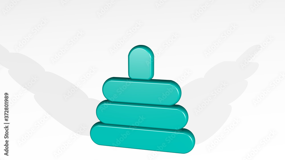 EDUCATIVE TOYS COUNTING 3D icon casting shadow, 3D illustration for education and industry