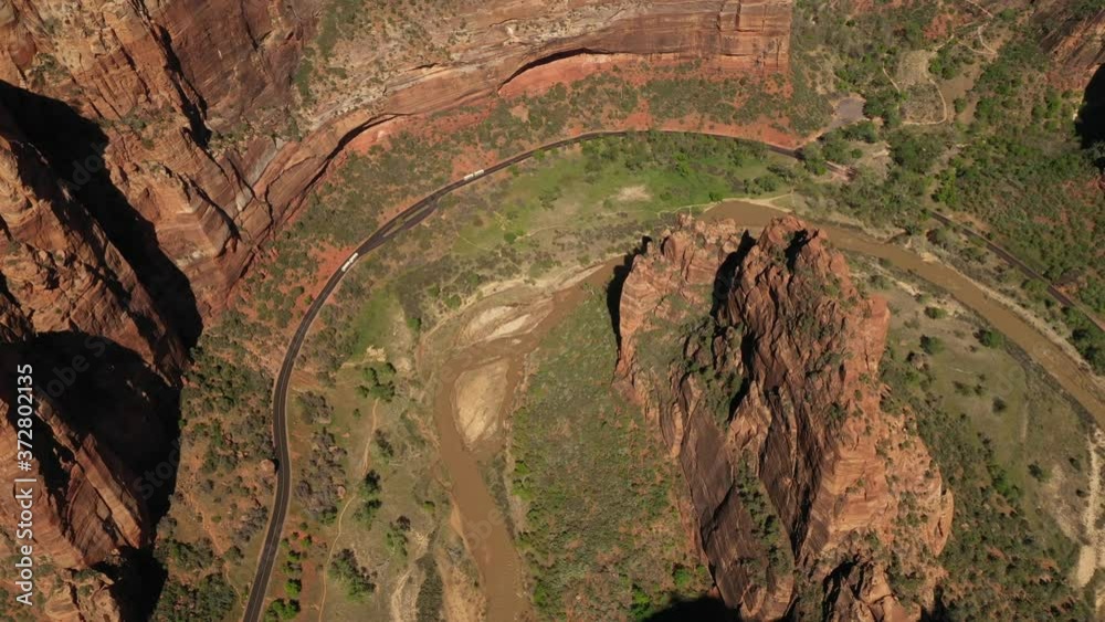 Zion National Park Utah Sunny Sunset Summer Aerial 4K