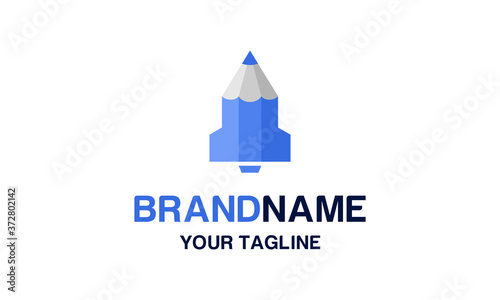 Modern pencil rocket Logo design vector EPS 10