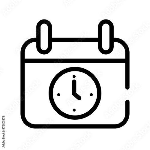 calendar reminder with watch line style icon