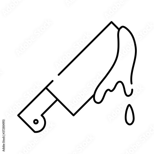 halloween knife with blood line style icon