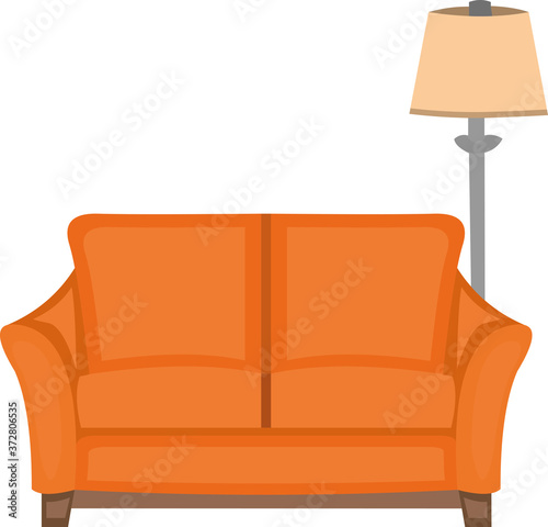 Vector illustration of a sofa with a lamp