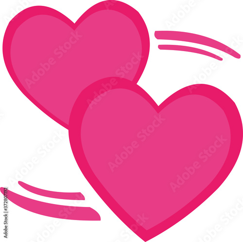 Vector illustration of two pink hearts, concept love and Valentine's Day