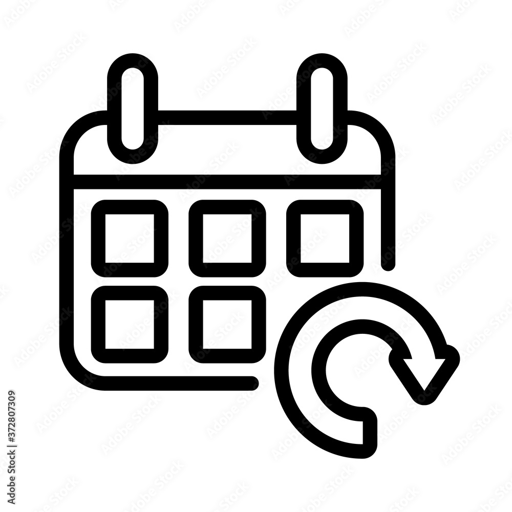 calendar reminder with arrow reload line style icon