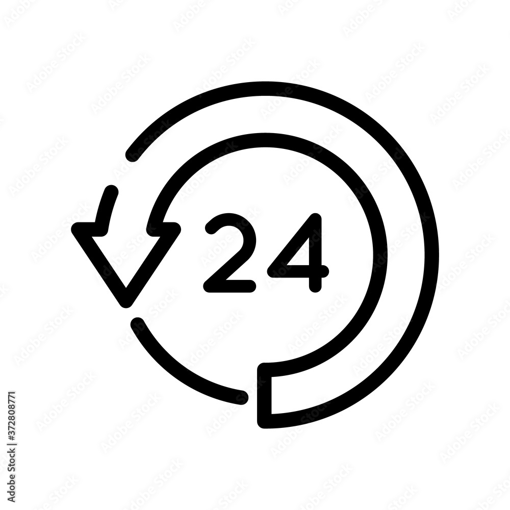24 hours with arrow around line style icon 24 hours with arrow around line style icon