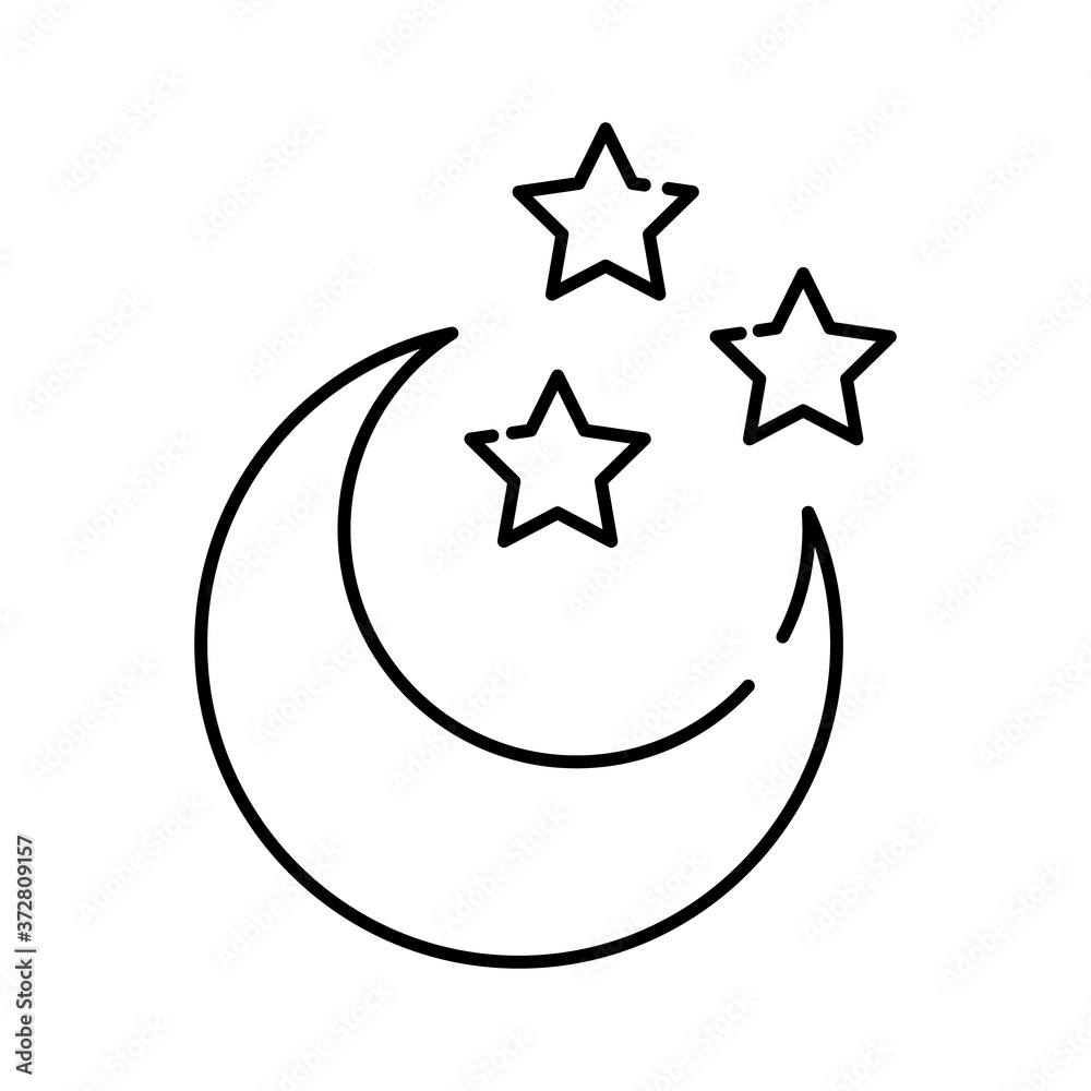 crescent moon and stars line style icon crescent moon and stars line style icon