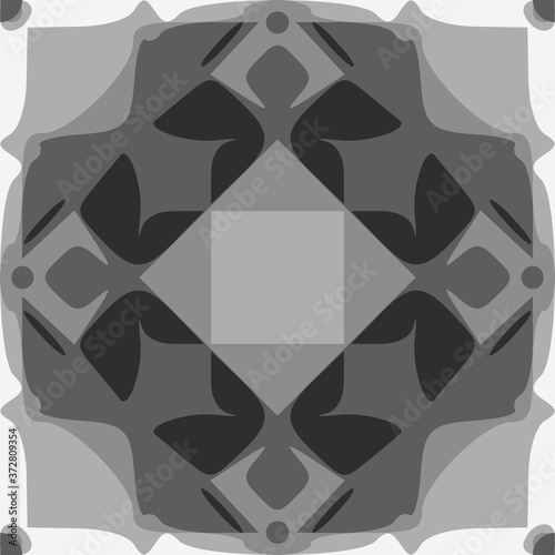 Fantasy on ethnic pattern, shades of gray. Vector design, seamless pattern.