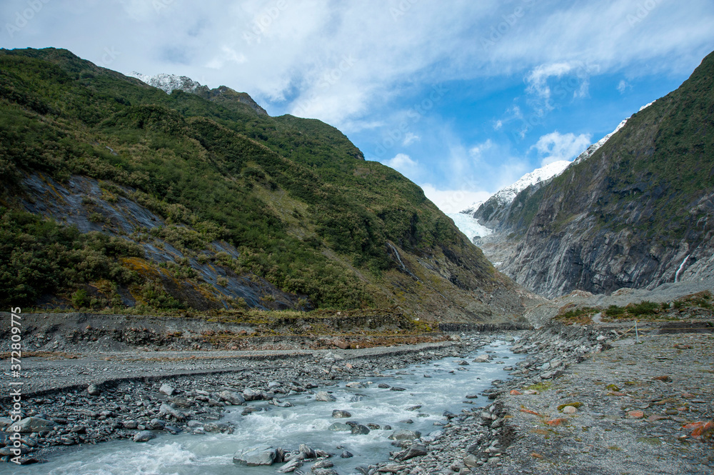 ニュージーランド、南島、ウェストランド国立公園のフランツ・ジョセフ氷河の景色