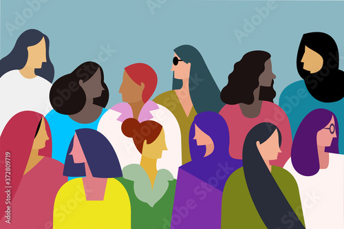 Illustration of multi ethnic women. Concept for women power