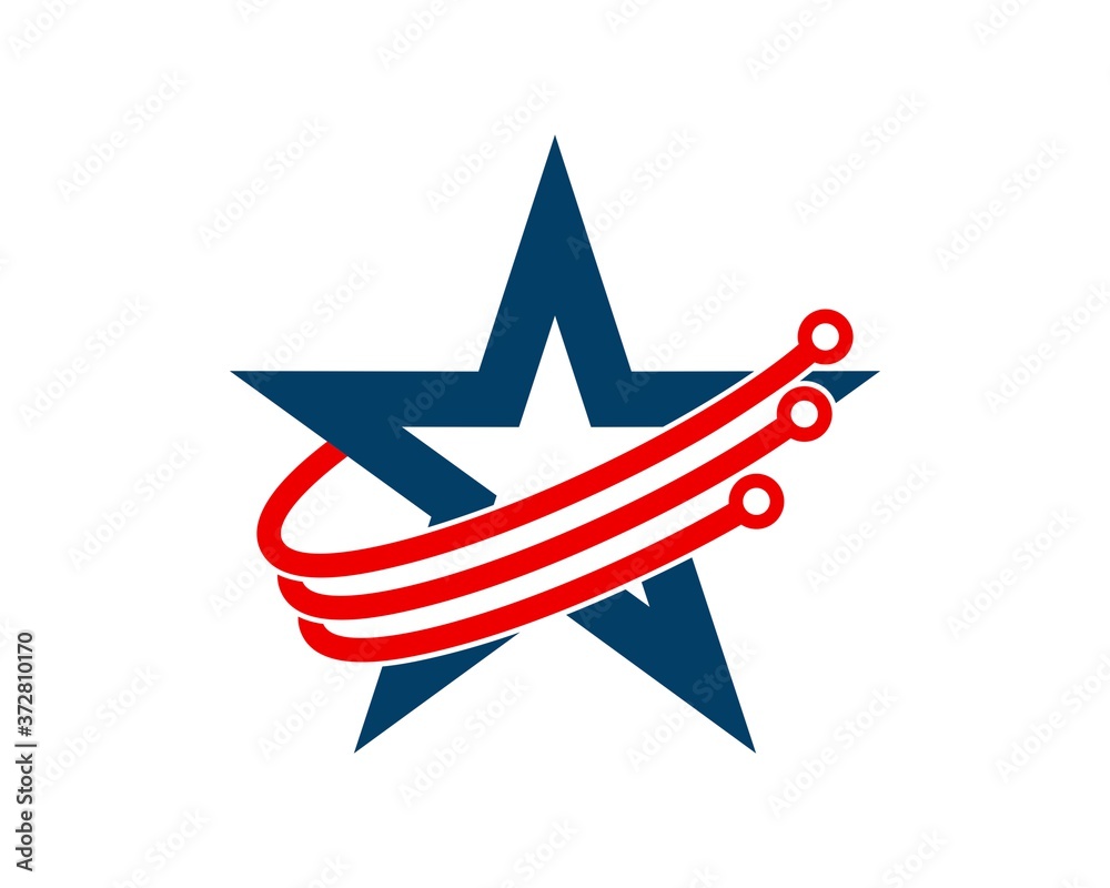 Obraz premium Star shape with swoosh circuit