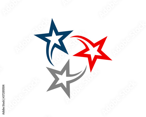 Triangle stars with line art logo