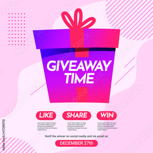 Giveaway social media contest vector template.