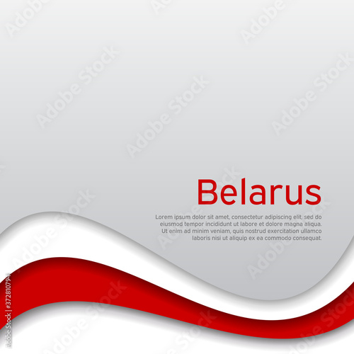 Abstract waving new flag of belarus. Protest actions. Creative background for design of the patriotic banner of Belarus. National Belarusian state business booklet, poster. Paper cut style. Vector