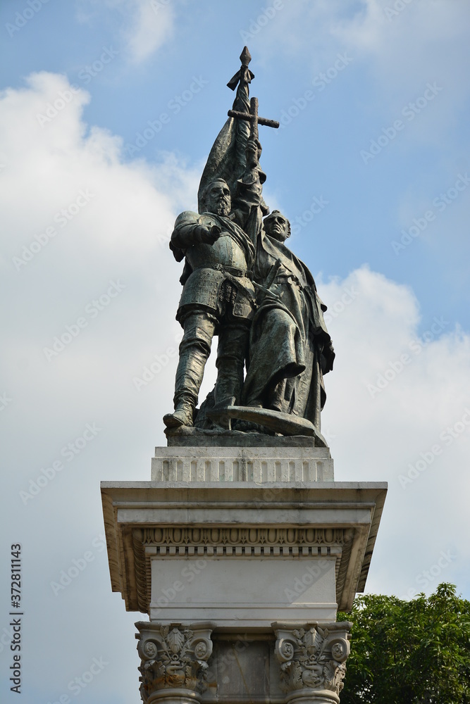 Miguel Lopez De Legazpi and Andres De Urdaneta statue monument in Manila, Philippines