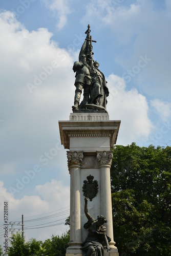 Miguel Lopez De Legazpi and Andres De Urdaneta statue monument in Manila  Philippines