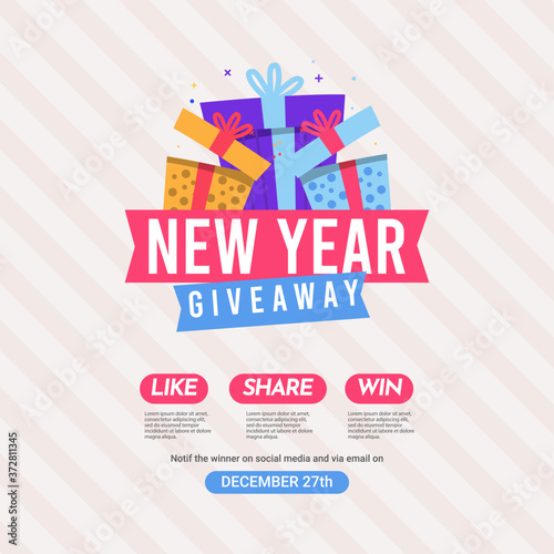 Giveaway social media contest vector template.