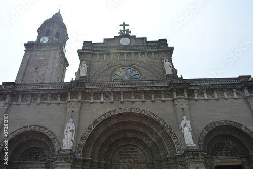 Manila Cathedral church facade at Intramuros in Manila, Philippines © walterericsy