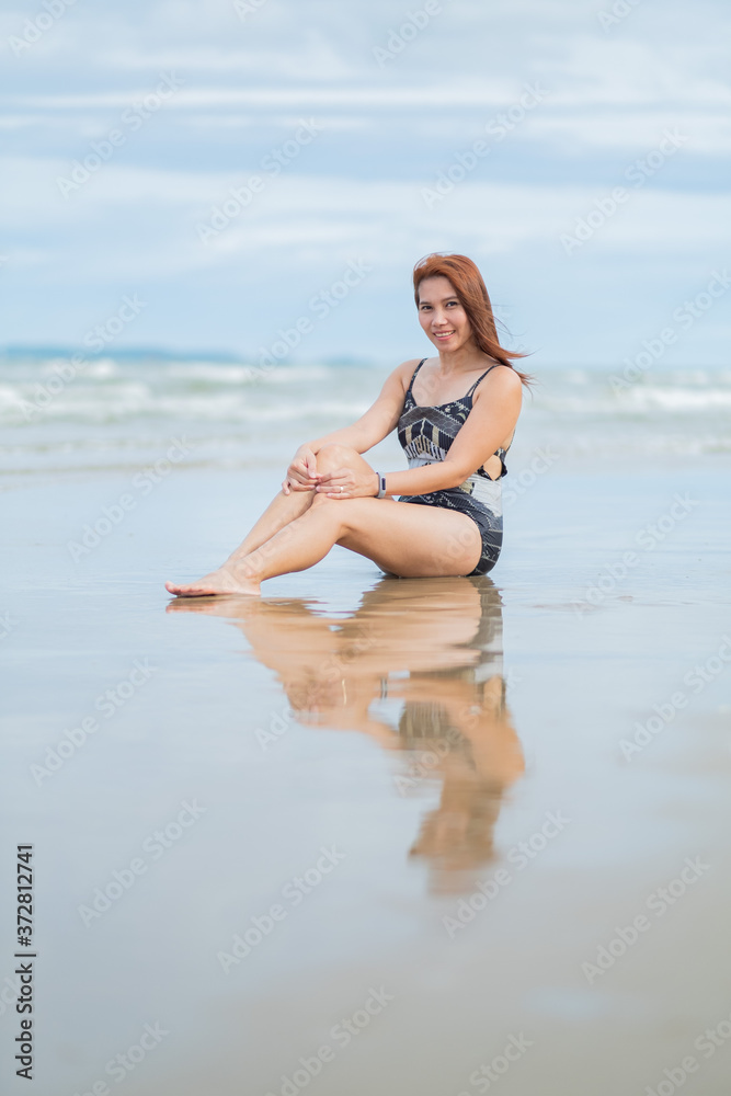 Naklejka premium A woman wearing a bikini, portrait sexy girl 