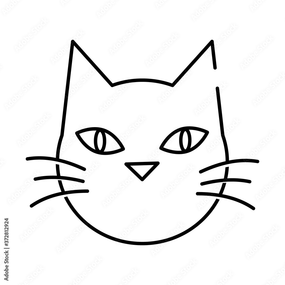 halloween cat black head line style icon