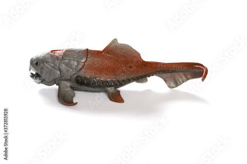 side view Dunkleosteus terrelli model on white