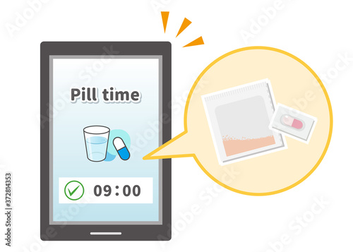 薬の時間を教えてくれるアプリ イメージイラスト