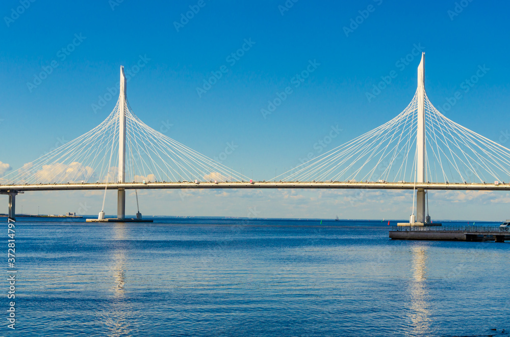 Bridge over the Gulf of Finland in Saint Petersburg.